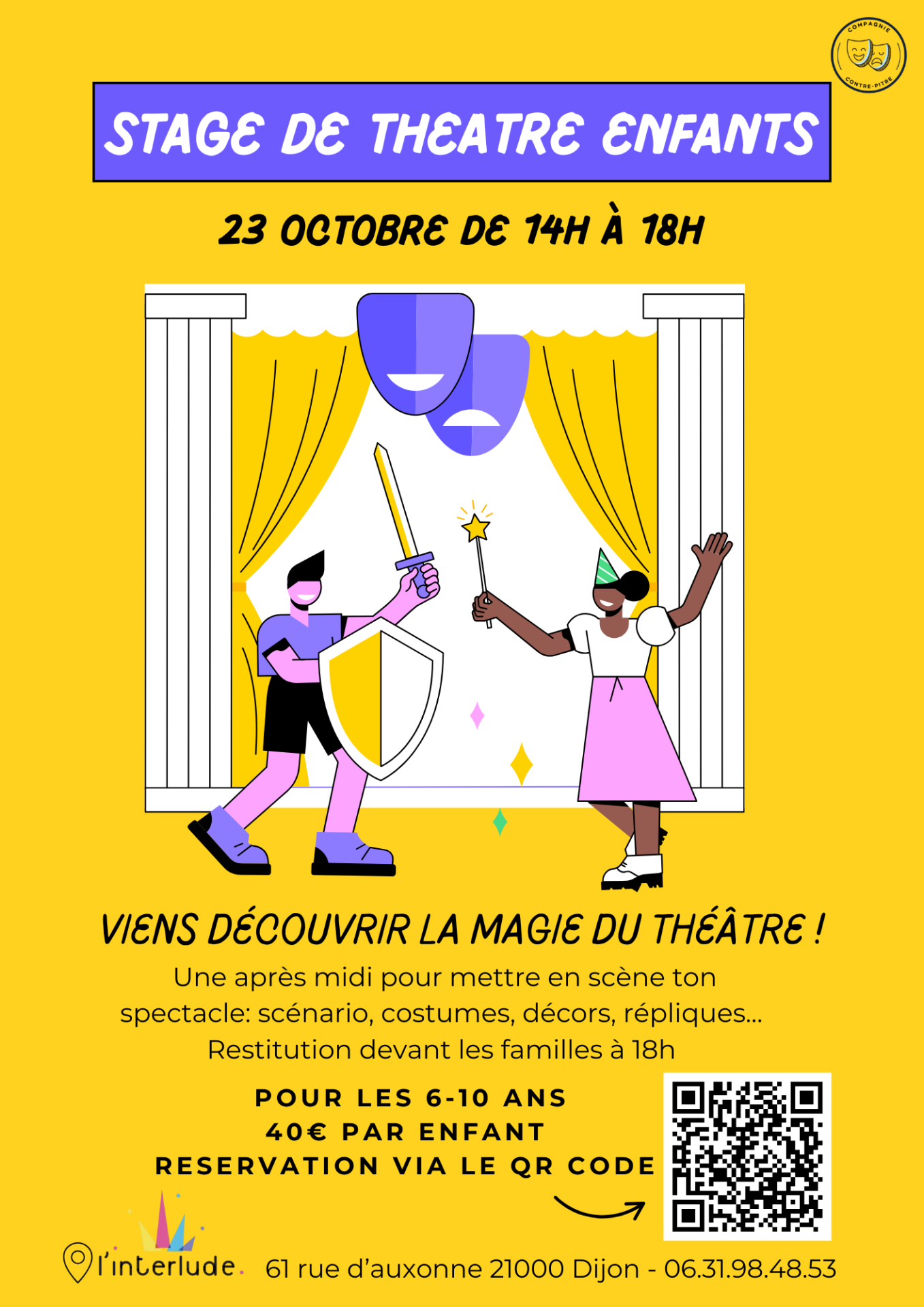Affiche evenement theatre enfant illustration minimaliste colore